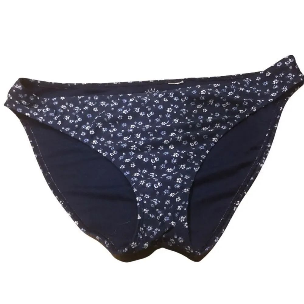 Hollister swim ditzy floral blue bikini bottoms size L